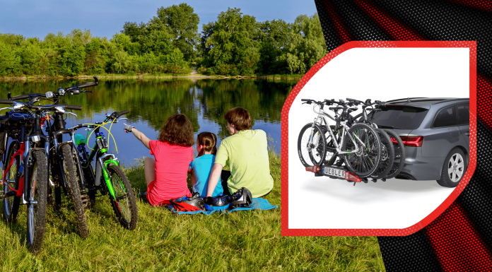 “Szinte gyerekjáték felszerelni és a bringákat rögzíteni.” Kerékpártartónál pihenés egy tó mellett